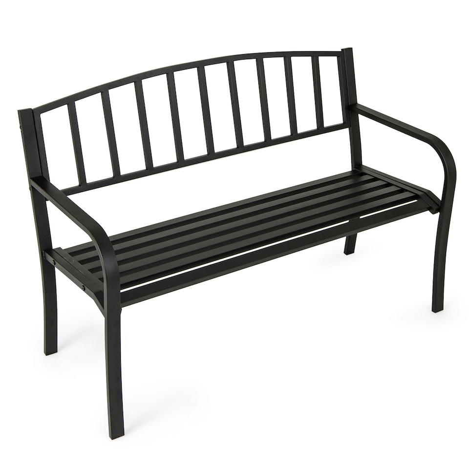 image 1 of COSTWAY Outdoor Bench 127cm Garden Loveseat with Backrest Black