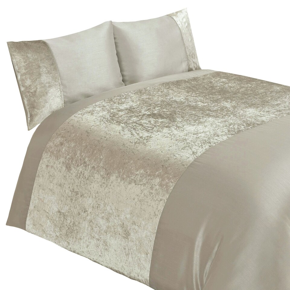 image 1 of Velvet Polycotton Duvet Cover Set with Pillowcase Brown | Natural | King