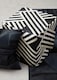 image 2 of Bosie Safira Black And White Stripe Leather Pouffe