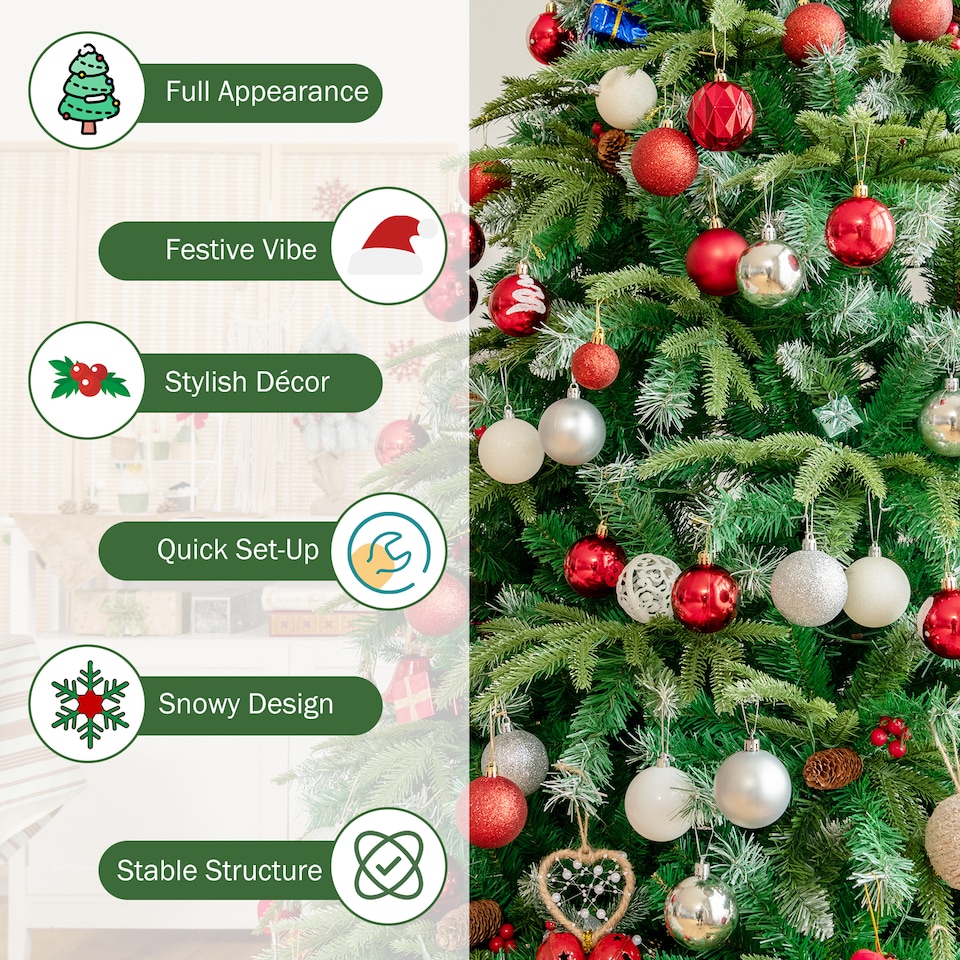 image 1 of COSTWAY 7FT Pre-lit Artificial Christmas Tree w/ 450 LED Lights Green