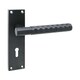 image 3 of Golden Grace 1 Pair Victorian Knurled Honeycomb Hex Cut Lock Door Handle Matt Black - Secure and Elegant 3 Lever Lock Set with Hinges - 150mm x 40mm