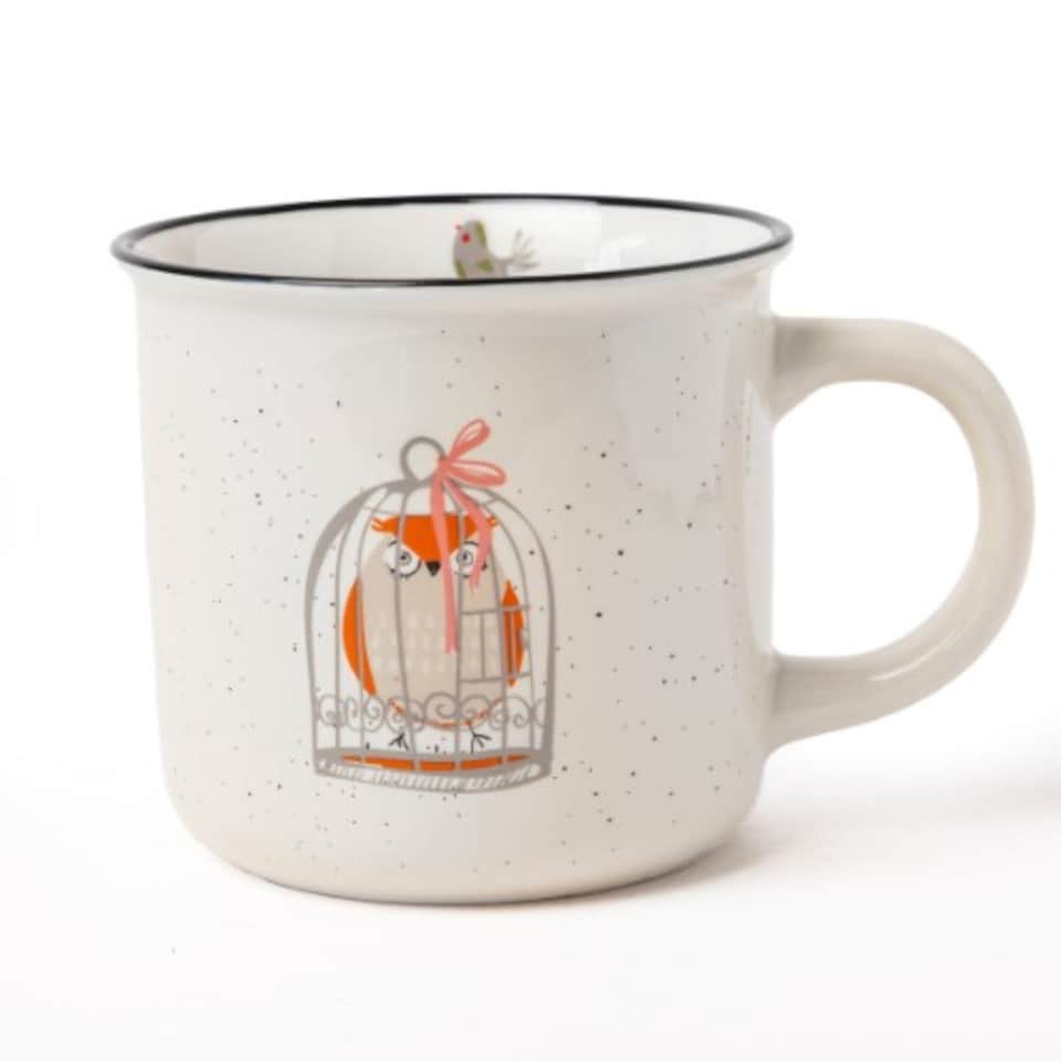image 1 of Speckled Owl Ceramic Mug 390ml | Pink | Pink Owl | 390ml | 1