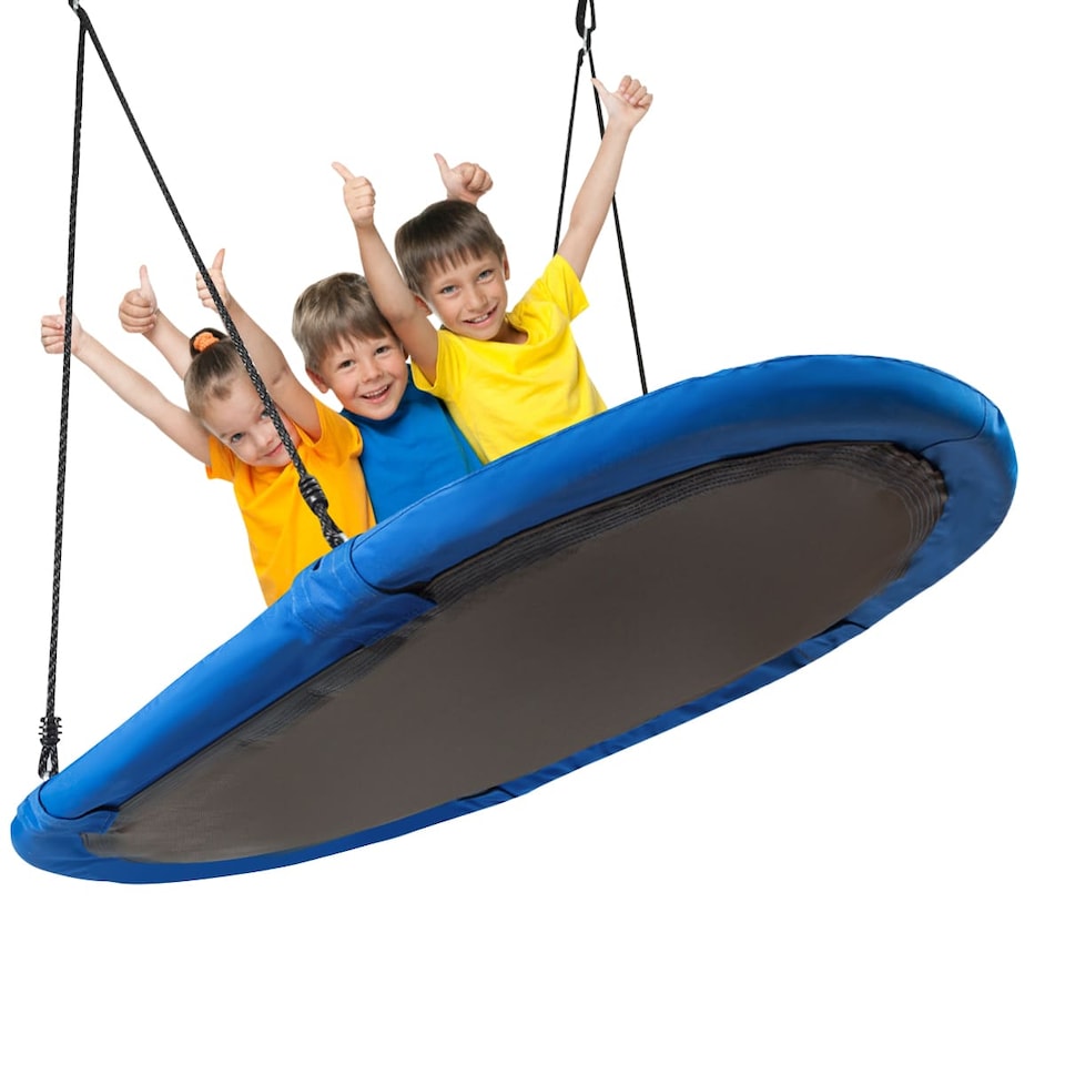 image 1 of COSTWAY Oval Swing Tree Swing with Adjustable Heights Blue