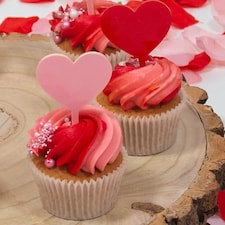 Pink & Red Heart Pick Acrylic Cake Toppers - Pack of 6