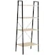 image 1 of HOMCOM Ladder Shelf, Bookshelf, 4-Tier Industrial Storage Rack for Living Room, Bedroom, Kitchen, Oak and Black