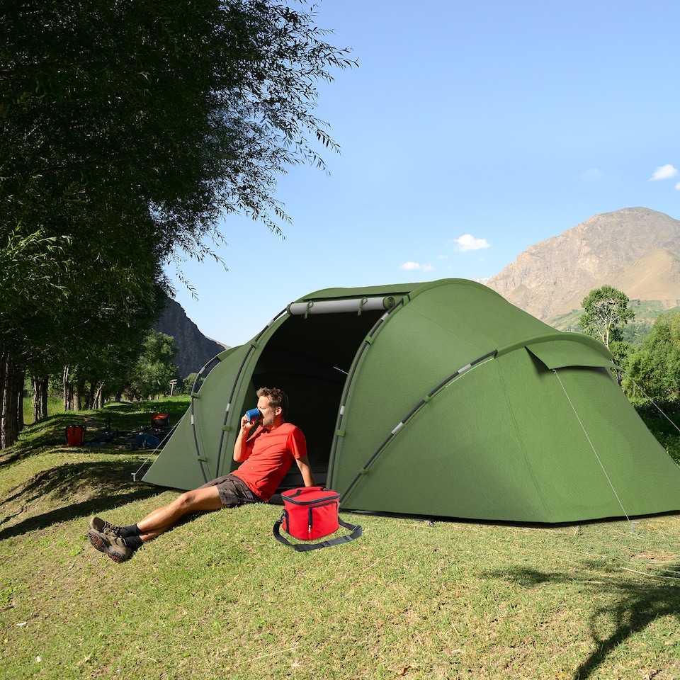 image 1 of Outsunny 4-6 Persons Camping Tent Dome Family Travel Group Hiking Room Fishing
