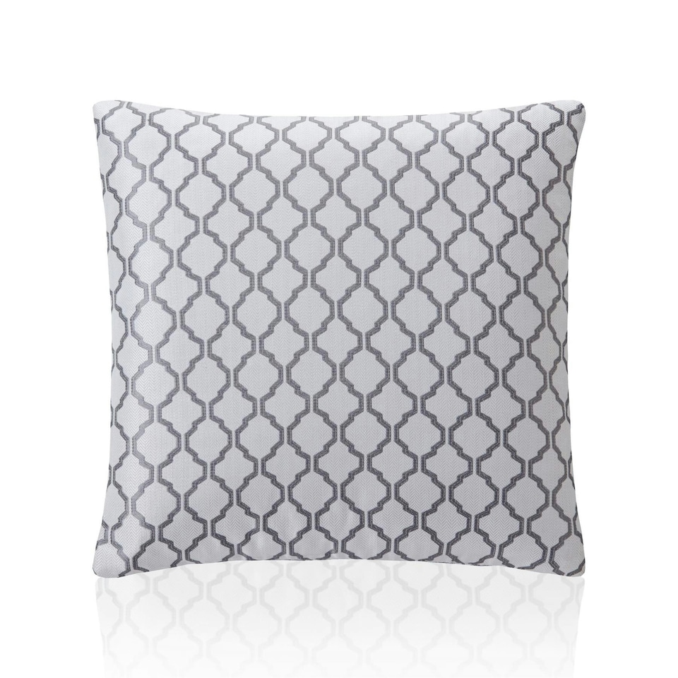 image 1 of Two Tone Geometric Jacquard 45cm x 45cm Silver Cushion Set of 4 | Silver | White | 45cm x 45cm x 10cm | 4