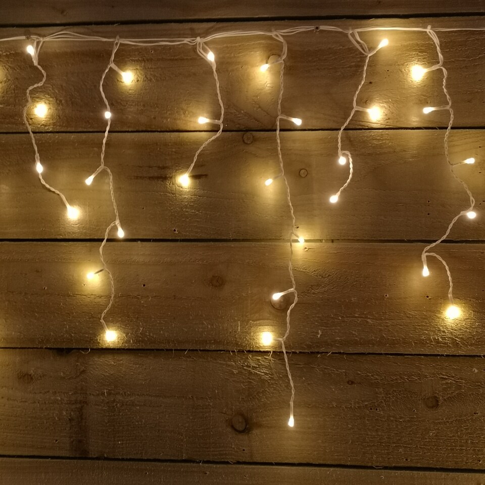 image 1 of 300 LED 7.5m Premier Christmas Outdoor 8 Function Icicle Lights in Warm White