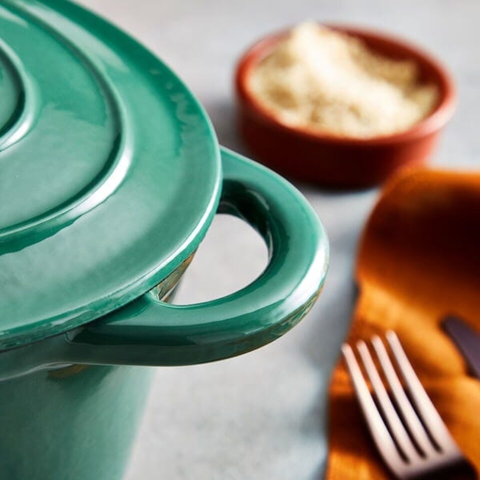image 1 of Barbary & Oak 29cm Oval Casserole Cast Iron Verdigris Green