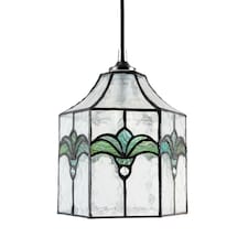 Classic Lantern Tiffany Pendant Shade with Clear Water Glass and Emerald Green | Green