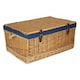 image 1 of 72cm Rope Handled Cotton Lined Wicker Trunk Blue | Blue | One Size