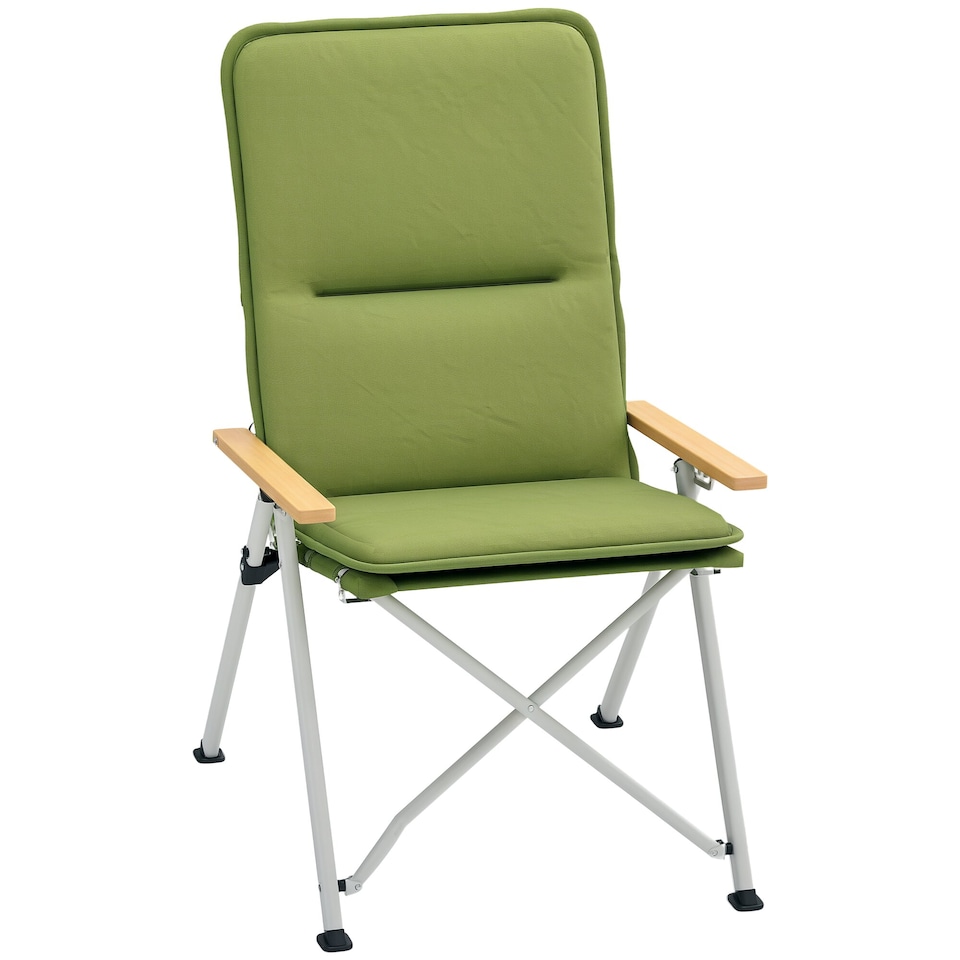image 1 of Outsunny Portable Camping Chair for Adults, High Back Folding Chair with Padded Seat and Carry Bag, Outdoor Recliner for Hiking, Fishing, Beach and Picnic, Green