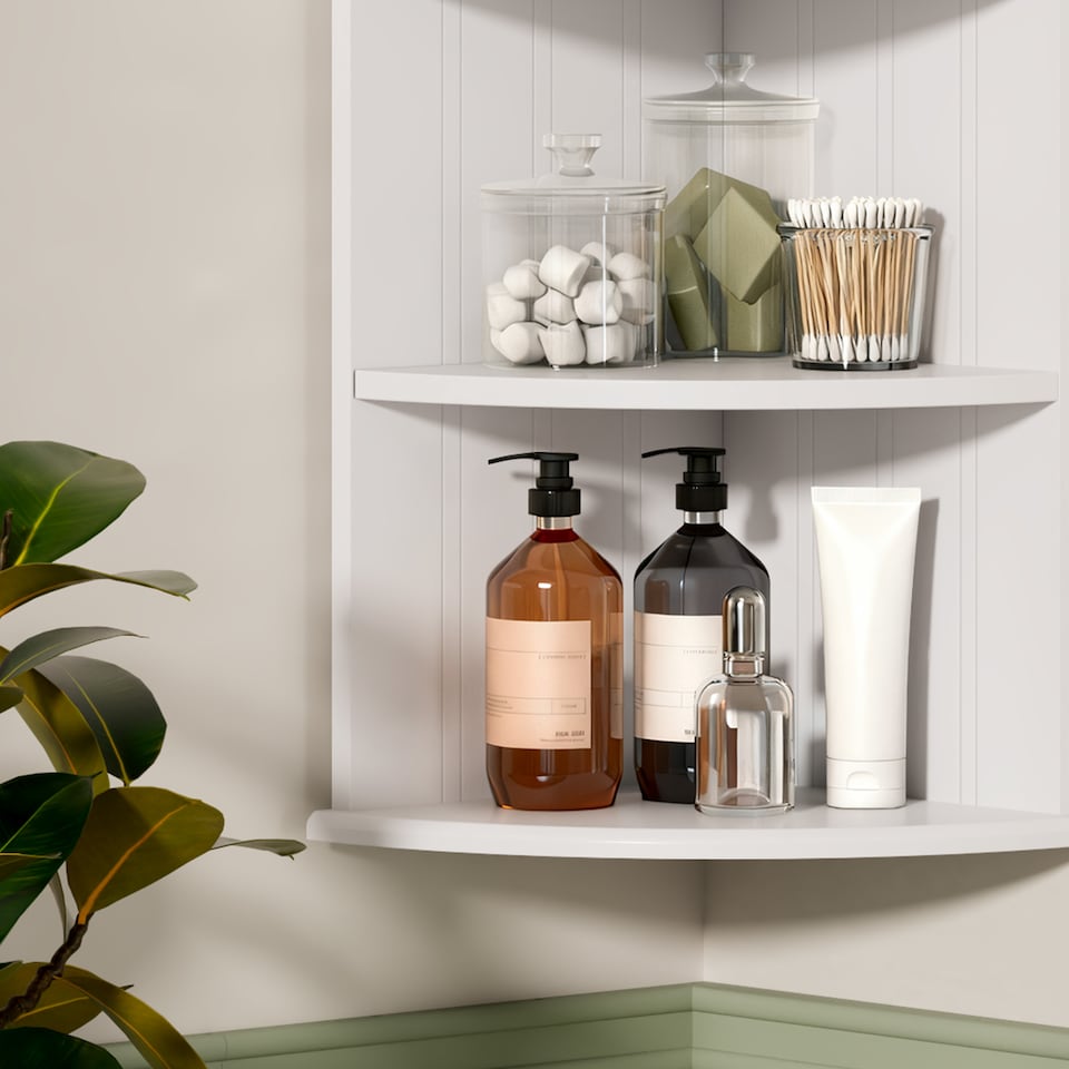 image 1 of VonHaus Holbrook White Bathroom 3 Tier Corner Shelf