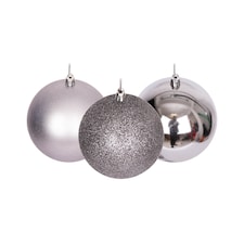 Christmas Decorations Baubles mid grey 6cm 6pcs set pvc