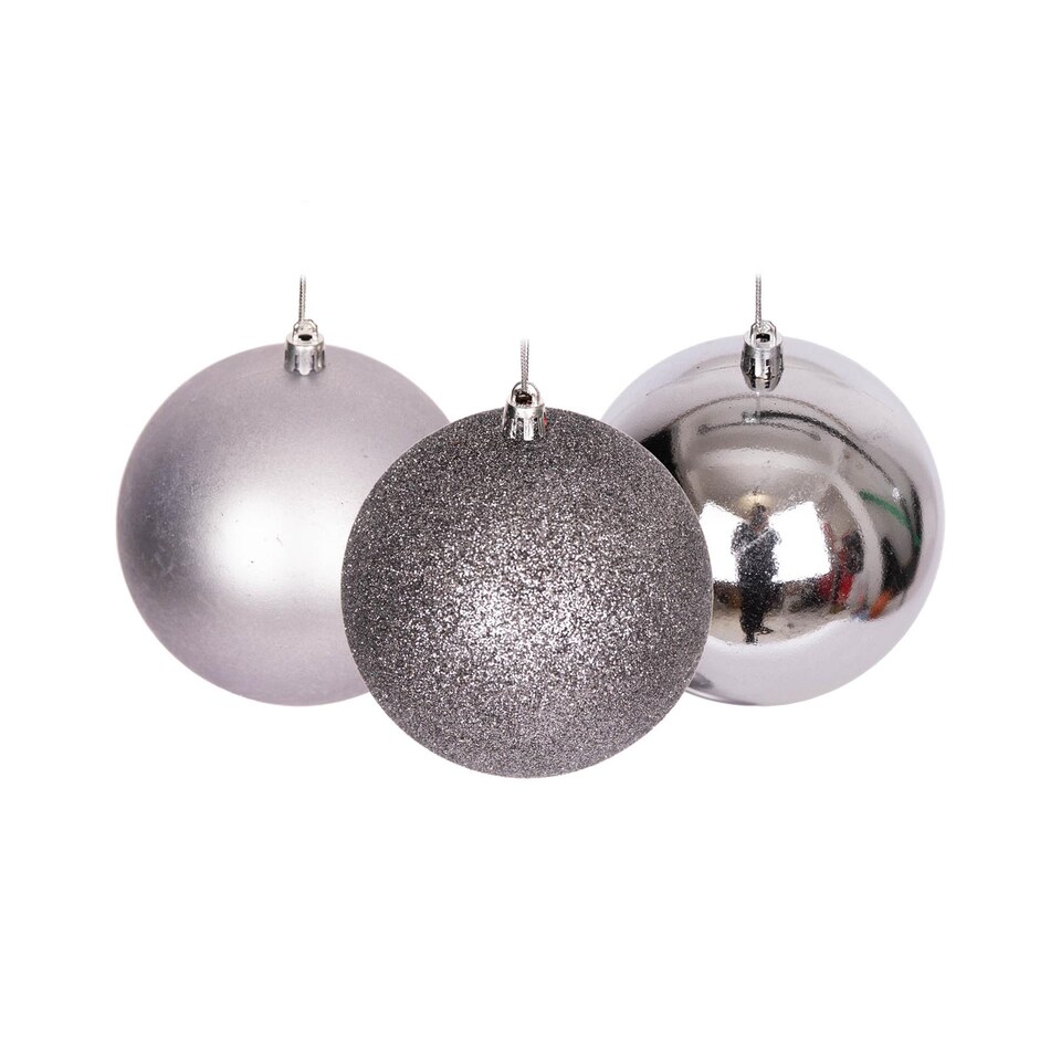 image 1 of Christmas Decorations Baubles mid grey 6cm 6pcs set pvc
