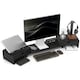 image 1 of HOMCOM Dual Monitor Stand Riser with Adjustable Length and Angle, Black