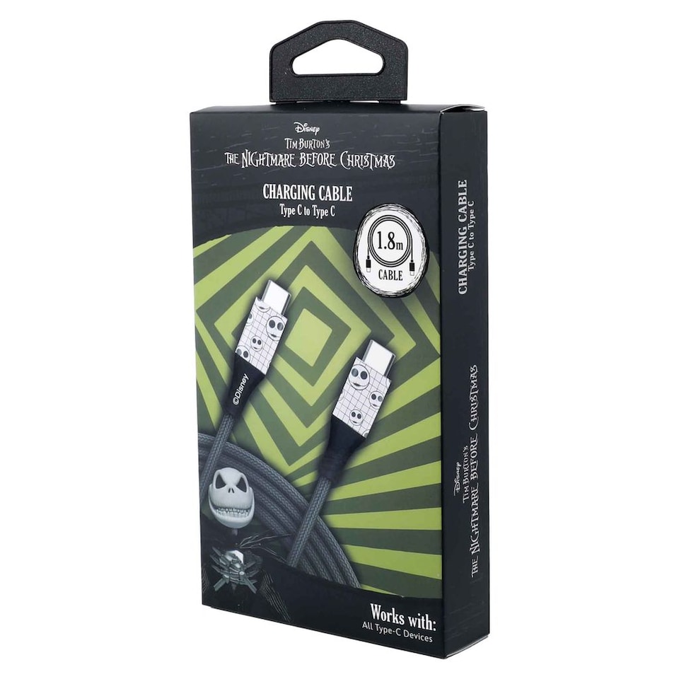 image 1 of Nightmare Before Christmas 6ft Type-C Braided Charging Cable Jack Grid