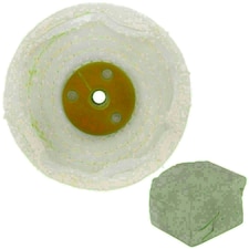 White Close Stitched Polishing Buffing Mop 4" x 1" 2 Row With Compound 250g