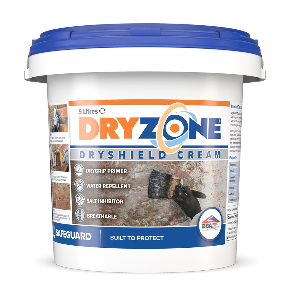image 1 of Dryshield Cream (5L) Dryzone System - Internal Salt-Resistant Masonry Primer for Rising Damp - Breathable One-Coat Cream for Walls