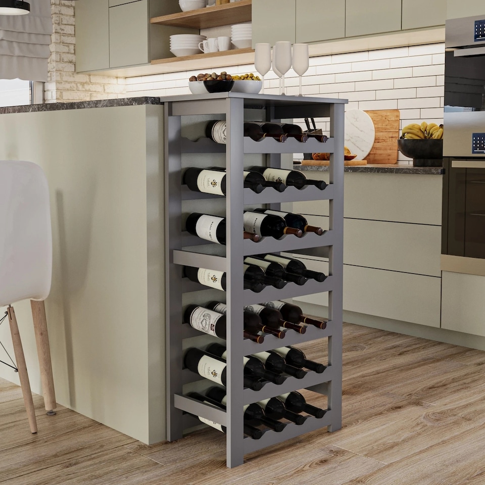 image 1 of Camilo 7-Tier Wine Rack Freestanding Holds 28 Bottles Home Bar Stand 108cm Stand | Grey | Grey