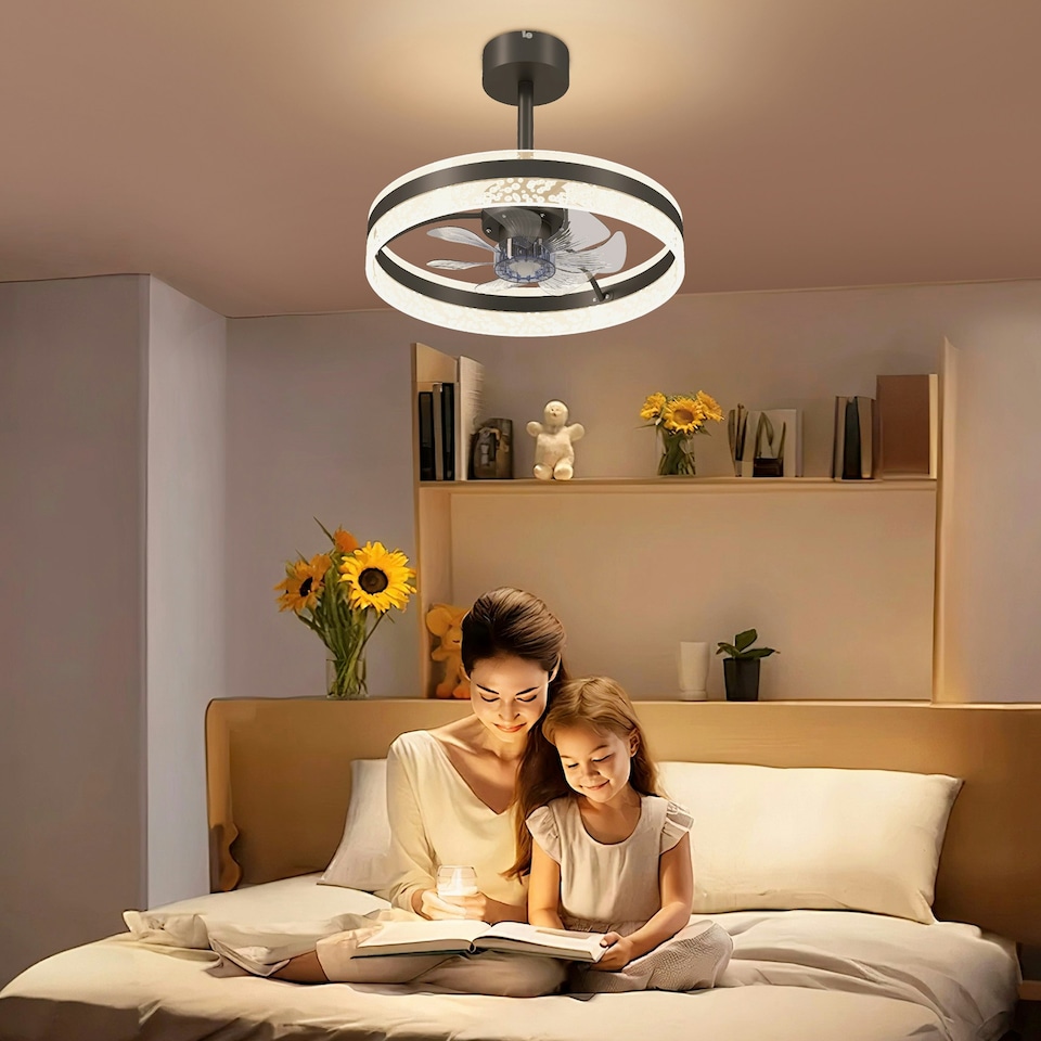 image 1 of HOMCOM Ceiling Fan Light with 3 Colour, Timer, Reversible, Remote, Black