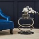 image 2 of Interiors by Premier Clear Glass End Table With Warm Metallic Frame, Luxe Interlocking Gold Ring Base, Modern Glass Top Silver