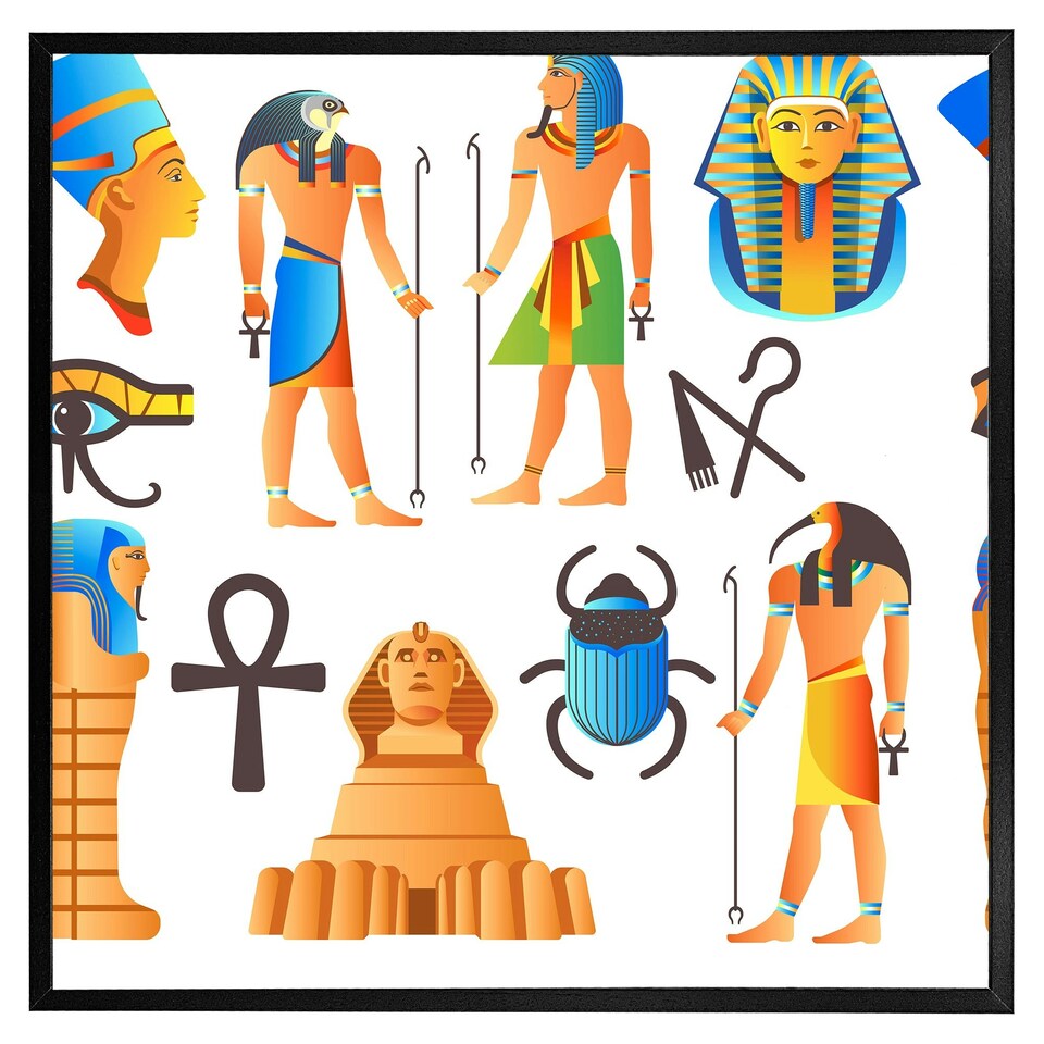 image 1 of Egyptian mythological signs (Picture Frame) Brown | M