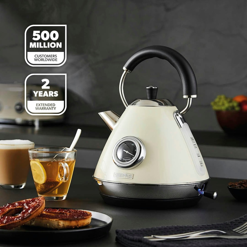 image 1 of GEEPAS 1.7L  Electric Kettle, Retrovive Cream