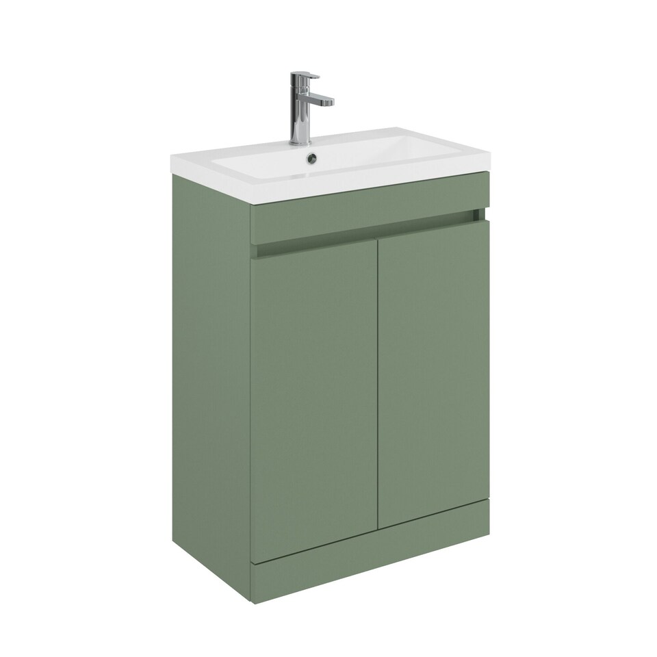 image 1 of Balterley Floor Standing 2 Door Compact Unit with Polymarble Basin | Green | 864 x 595 x 352mm