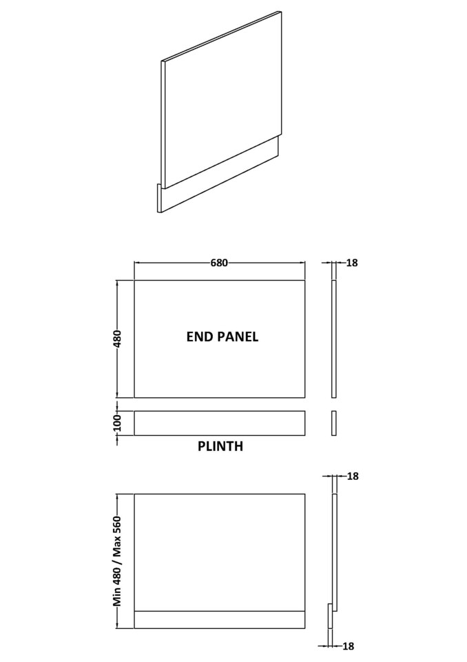 image 1 of 700mm Bath MFC End Panel & Plinth - Woodgrain Solace Oak