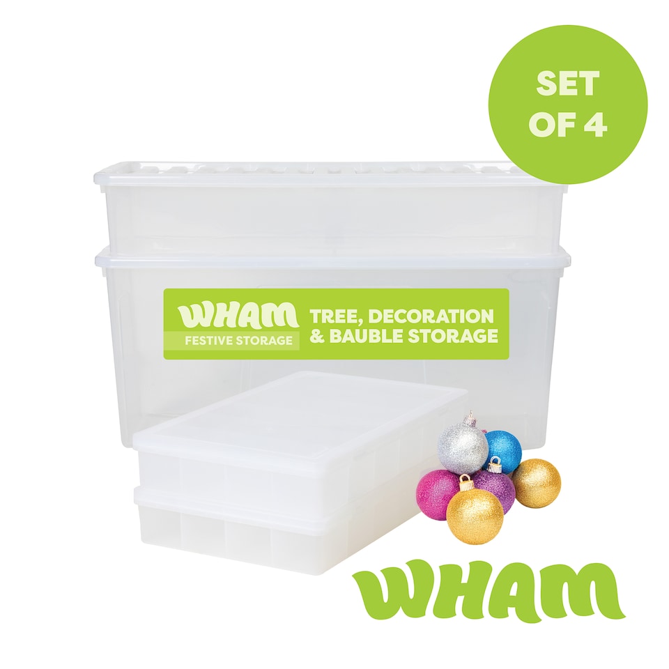 image 1 of Wham Festive 4-Piece Christmas Storage Set | Clear