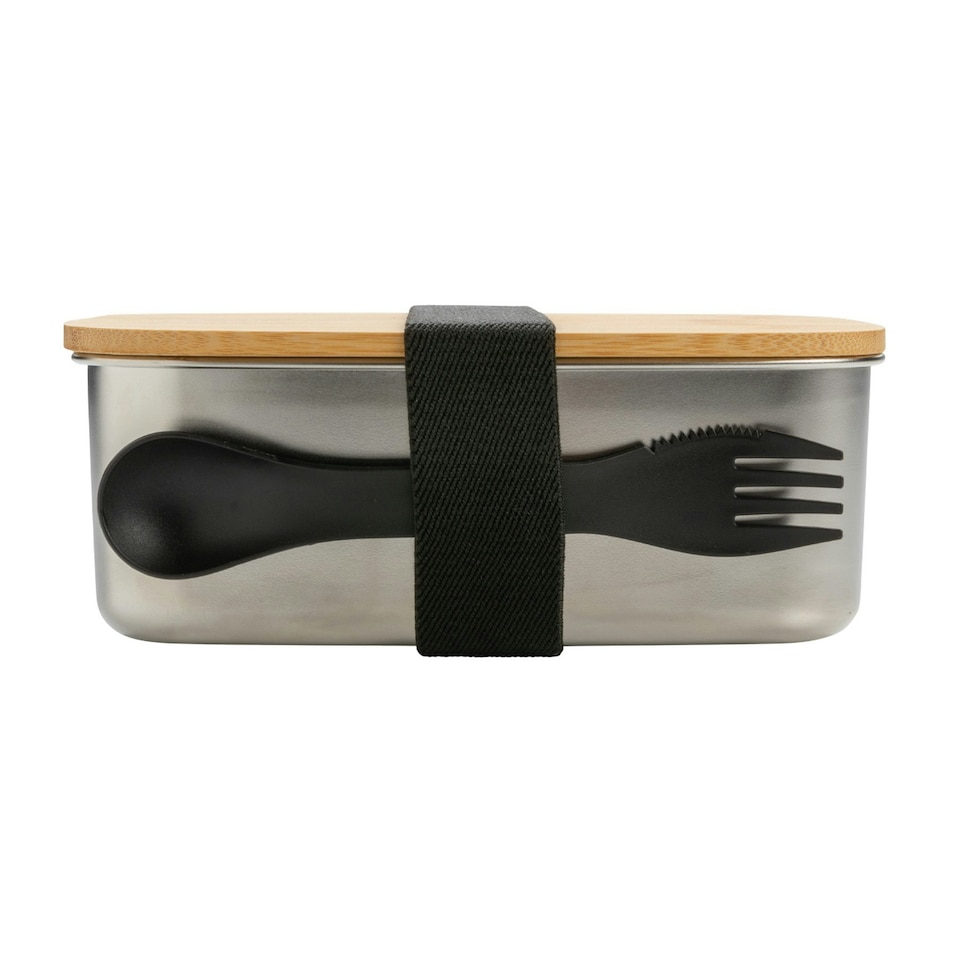 image 1 of XD Collection Bamboo Lunch Box - Silver - One Size
