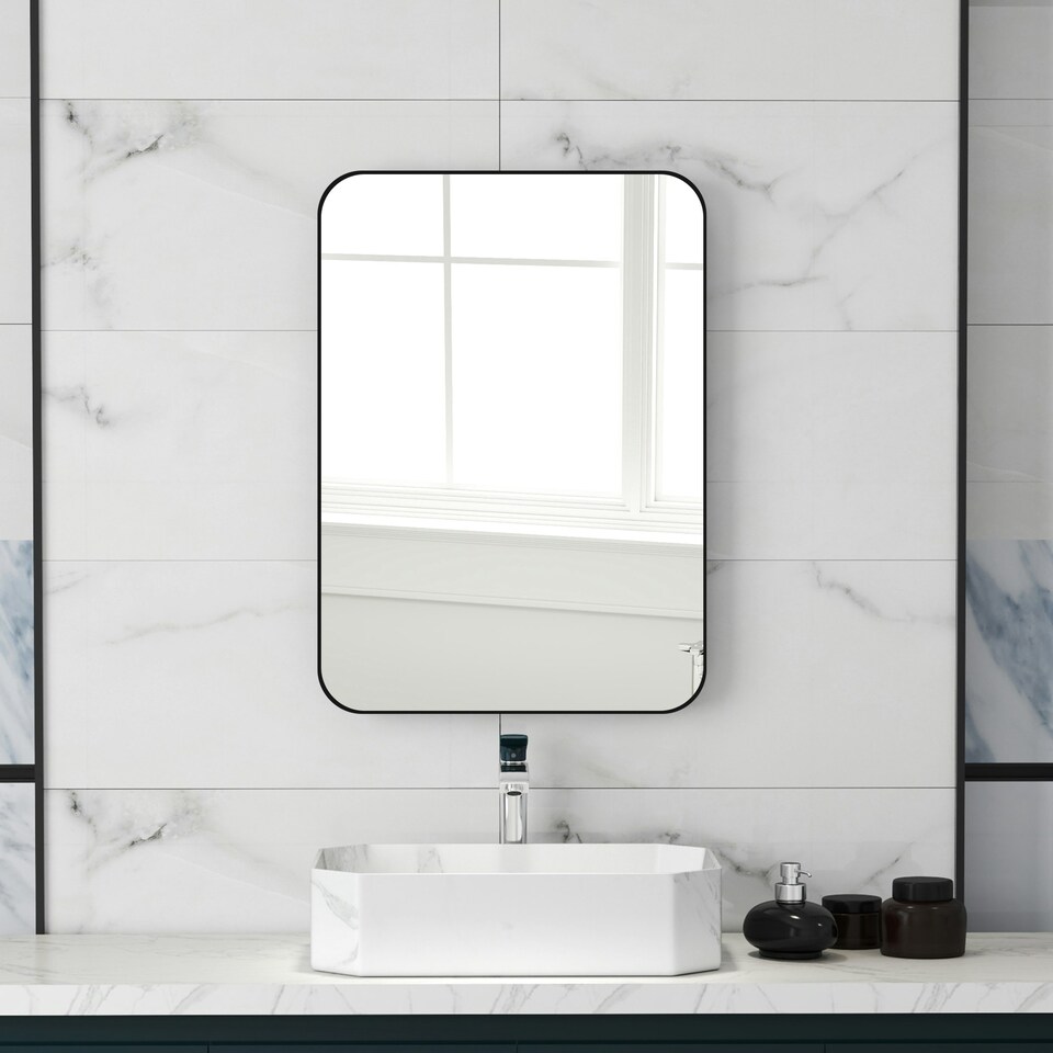 image 1 of HOMCOM 70cm Rectangle Mirror, Wall Mirror for Bathroom, Black