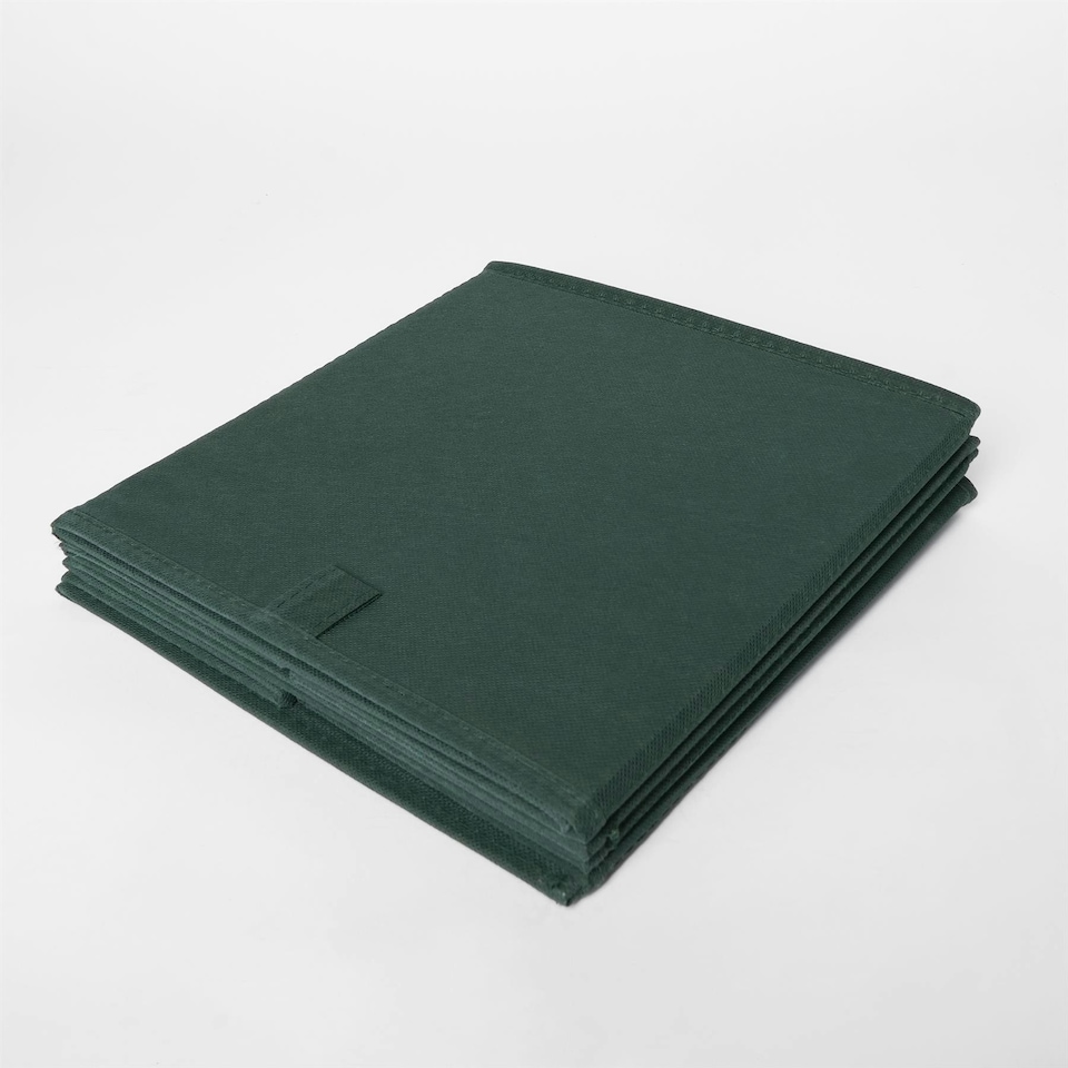 image 1 of OHS 2 x Plain Folding Storage Cube Boxes, 27x27cm - Forest Green