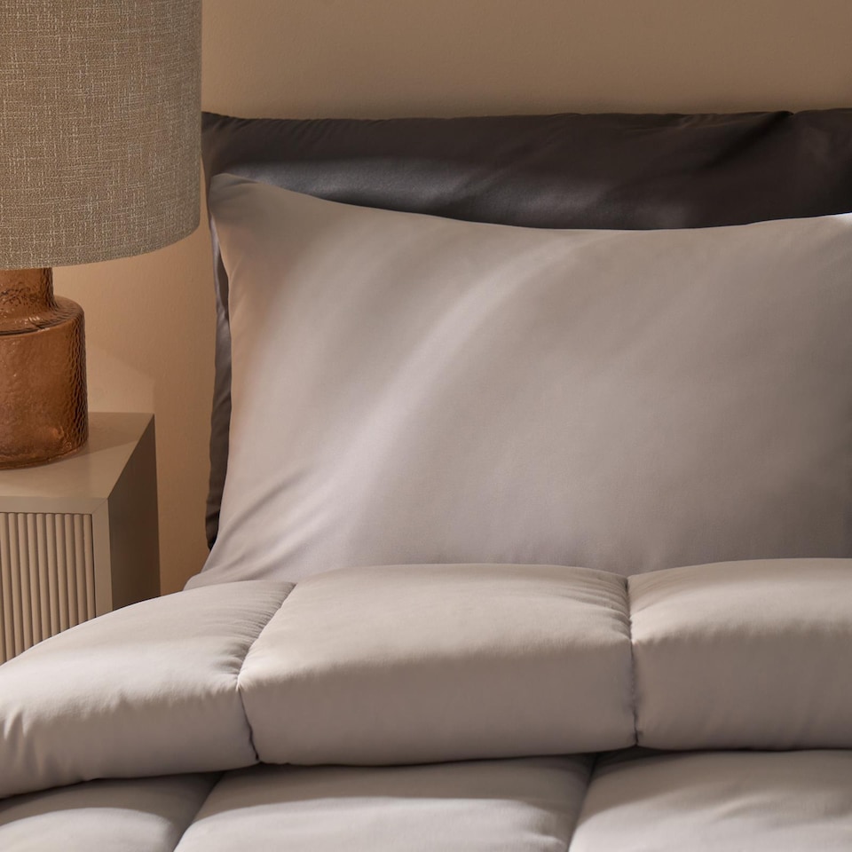 image 1 of OHS Plain 10.5 TOG Coverless Duvet with Pillowcase Bedding Set