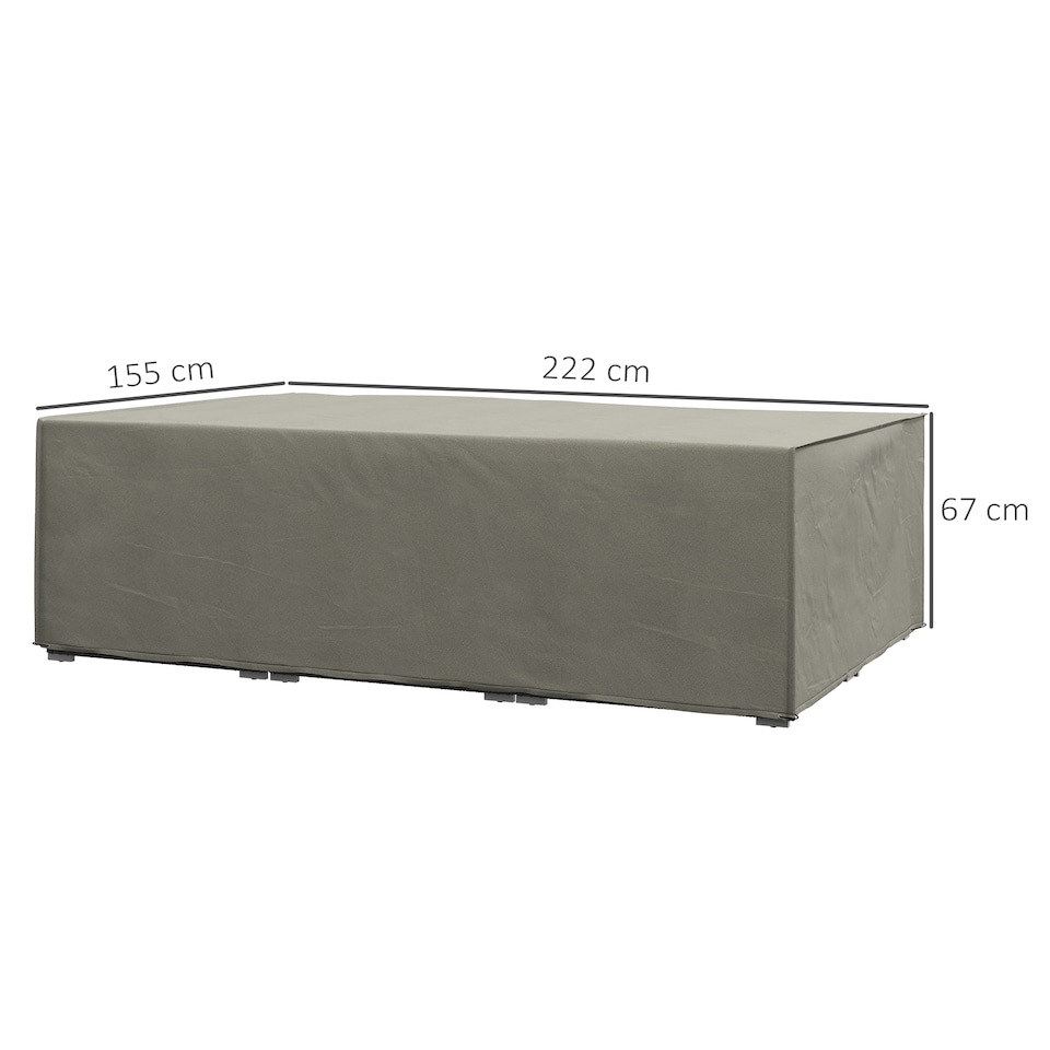 image 1 of Outsunny Garden Furniture Cover Outdoor Waterproof Rattan Set Rain Protection | Grey | Grey | 222L x 155W x 67H cm