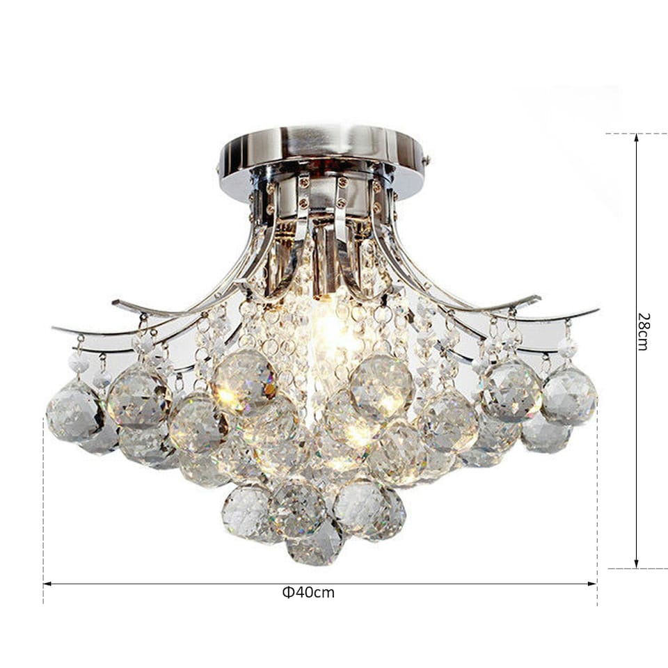 image 1 of HOMCOM Modern K9 Crystal Chandelier Ceiling Lighting Pendant Lamp with 3 Light