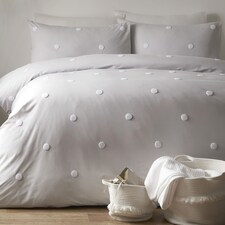 Appletree Dot Garden Duvet Cover Set Silver with White Dots