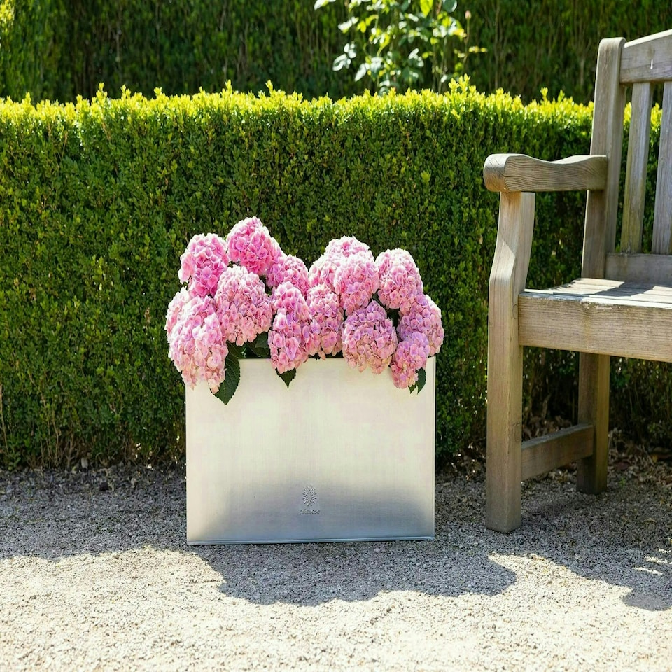 image 1 of Primrose Zinc Galvanised Rectangular Silver Rectangular Planter 100cm x 40cm