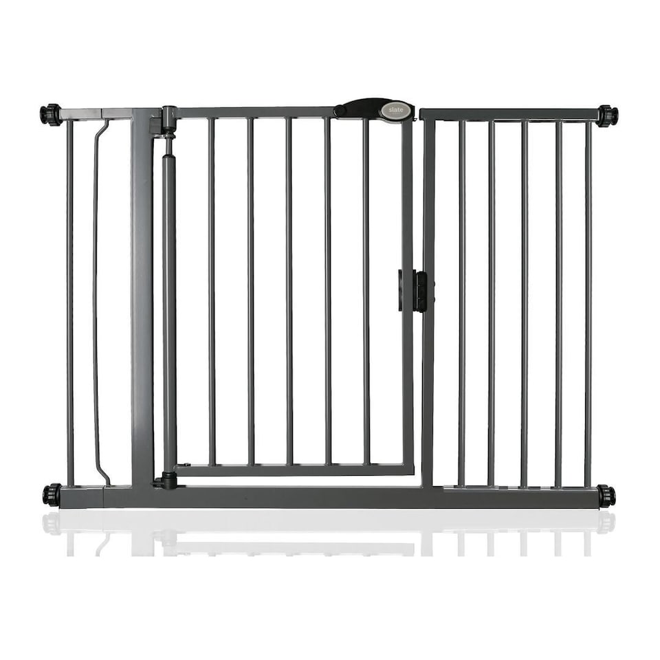 image 1 of Safetots Pressure Fit Self Closing Stair Gate, 118.2cm - 125.2cm, Slate Grey, Auto Closing Baby Gate, Safety Barrier for Toddler, Easy Installation