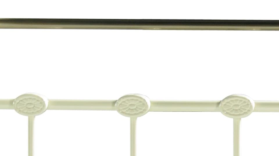 image 1 of 5ft King Size Ivory Cream Brass Finish,Traditional Antique Victorian Metal Bed Headboard | Cream | 5ft King Size