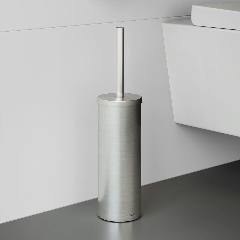image 1 of Cosmic Floor Brush Holder with Durable Stainless Steel for Bathroom, Light Grey