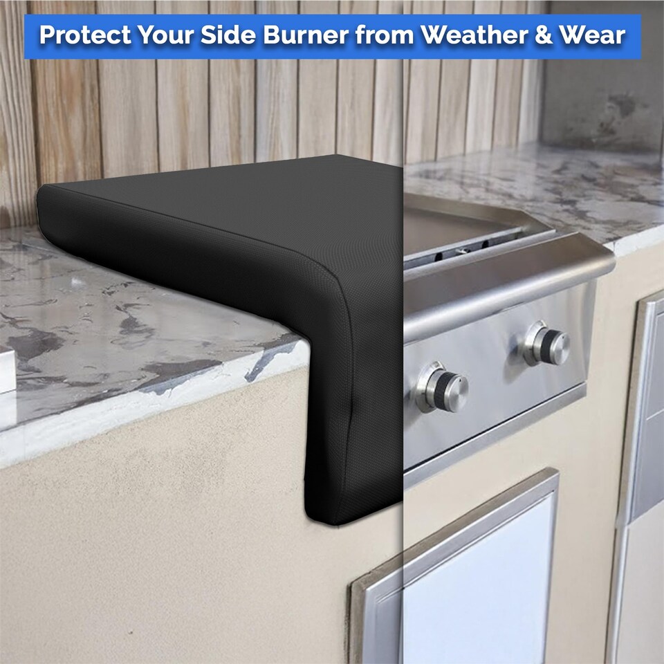 image 1 of Covers&All Built-in Grill Side Burner Cover, Waterproof UV & Weather Resistant BBQ Grill Protector, 20 in W x 33 in D x 18 in H, Black