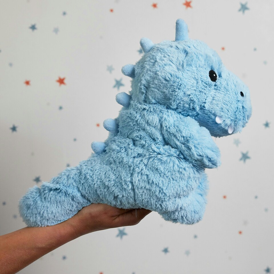 image 1 of Warmies Plush Blue Baby Dinosaur Microwavable Weighted Teddy