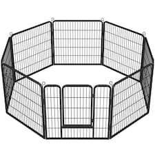 Yaheetech 8 Metal Dog Playpen Panels, 80 × 80 cm Black