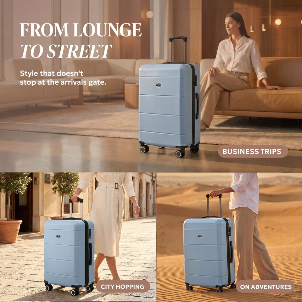 image 1 of Lugg Jetset Lightweight Hard Shell Suitcase ABS 4 Wheels TSA Lock (75x49x29cm)
