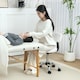 image 7 of HOMCOM Rolling Stool with Backrest, Wheels, Faux Leather Salon Chair, White Black