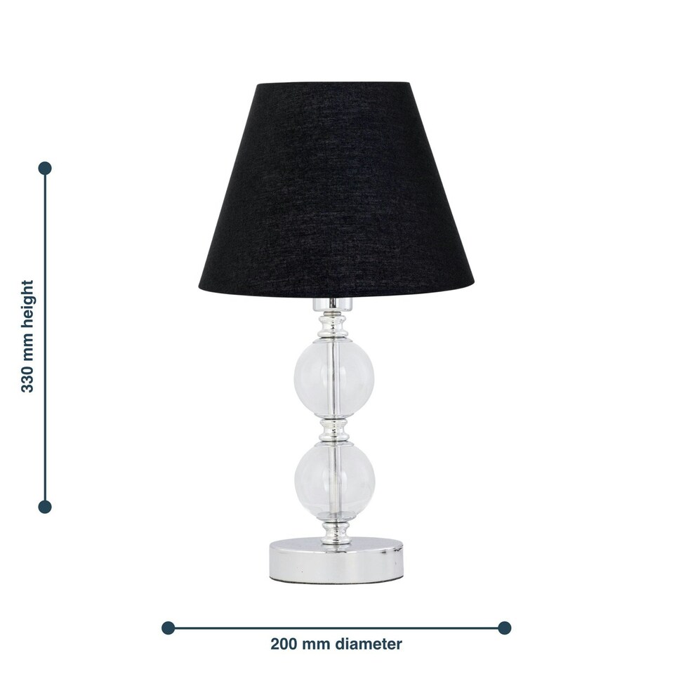 image 1 of Chrome Two Ball Table Lamp with Black Shade Chrome | Black