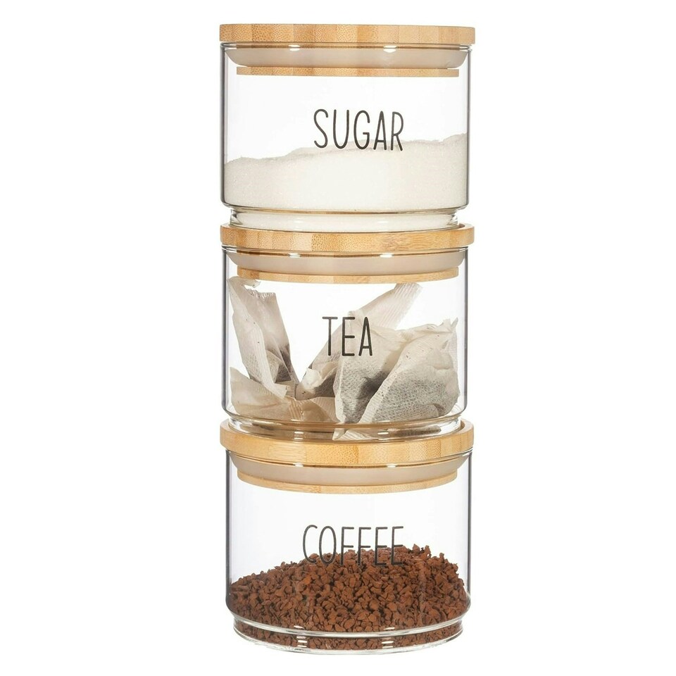 image 1 of Sass & Belle Tea, Coffee, Sugar Stacking Storage Jars