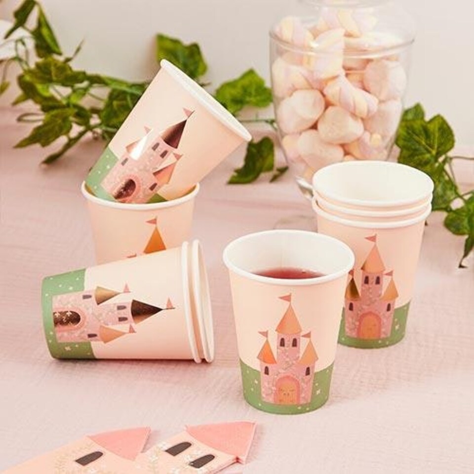 image 1 of Princess Castle Paper Cups - Pack of 8 Pink